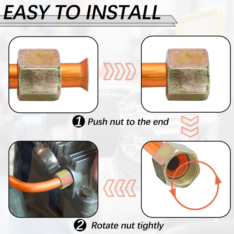 LDEXIN Aluminum Alloy Air Compressor Exhaust Tube Replacement Copper Tone, 15mm/0.6" Hex Nut Threaded Diameter, 240mm/9.45" Length with Hex Nut - Image 5